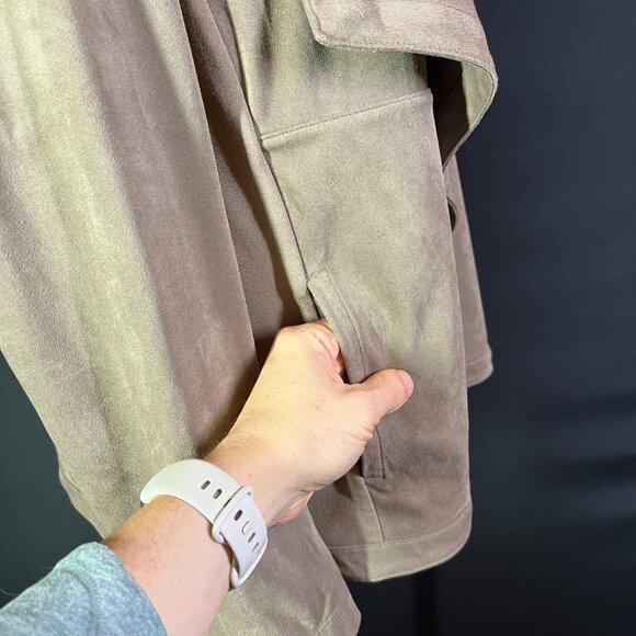J. Jill Size L Taupe Open-Front Faux Suede Jacket - Picture 3 of 10